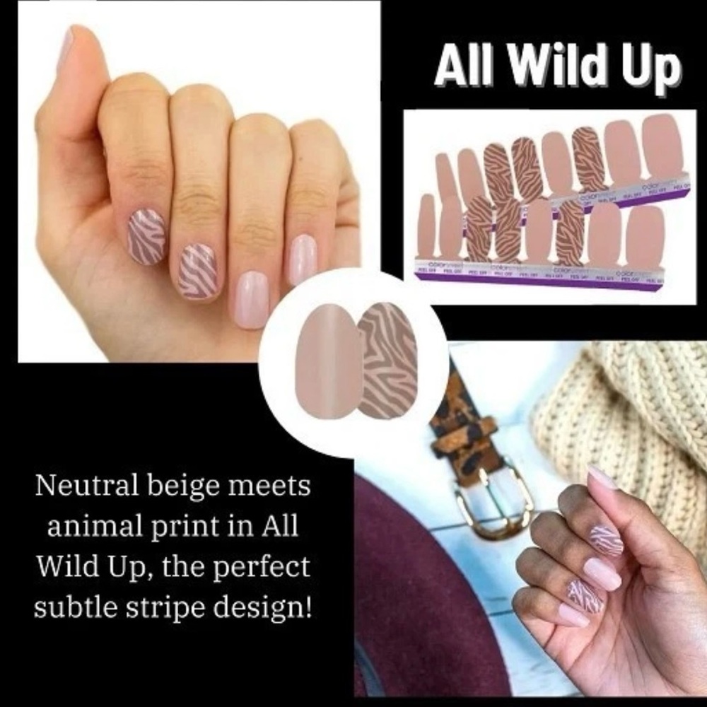Color Street All Wild Up Neutral Beige and Taupe Animal Print Press-On Nails